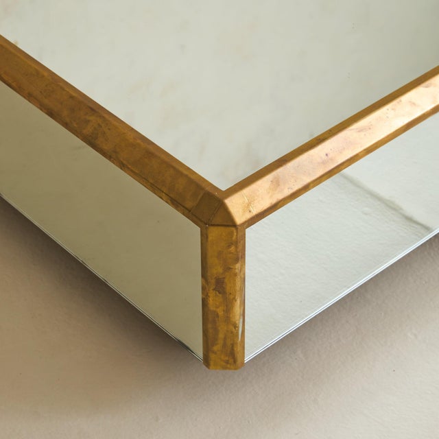 French Mirror + Brass Square Coffee Table, 1970s For Sale In Chicago - Image 6 of 11