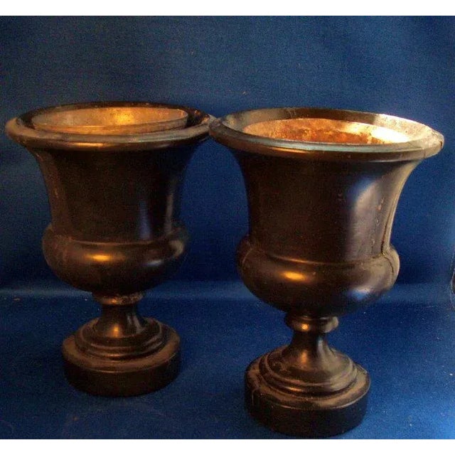 Early 19th Century Neoclassical English Regency Treen Ebonized Wood Urn Vases - A Pair For Sale - Image 10 of 11