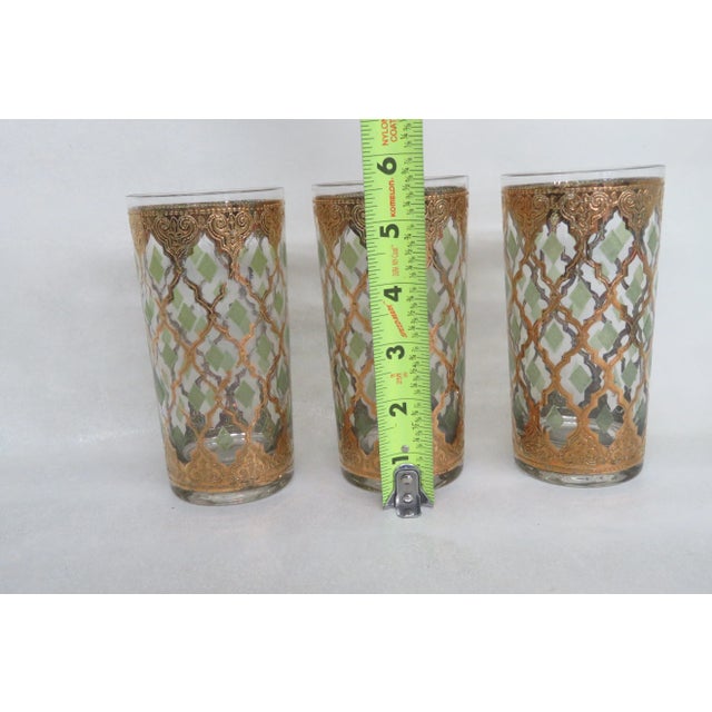 Gold Culver Valencia Mid Century Barware Gold Highlight Glass Water Bar Cups Set of 3 For Sale - Image 8 of 12