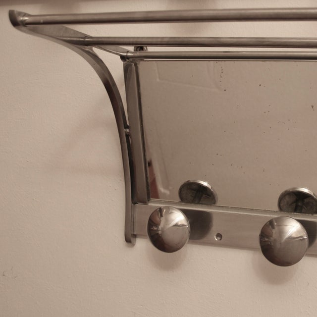 French Art Deco Chromed Coat Rack with Mirror, 1940s For Sale - Image 4 of 8