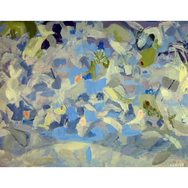 Hervet, Abstract in Blues and Purples For Sale - Image 4 of 4