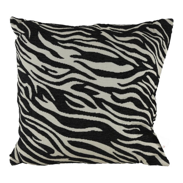Zebra Print Accent Pillow - Black and White Statement Piece For Sale