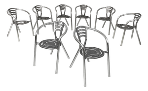 Italian Modern Boulevard Aluminium Chairs by Y Ferdinand Alexander Porsche for Ycami, 1990s, Set of 8