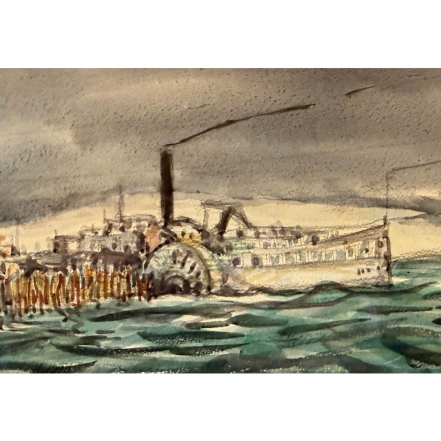 Original 1932 John Wenger Watercolor "Coney Island in Winter" For Sale - Image 12 of 12