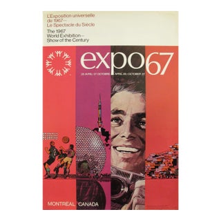 1967 Vintage Montreal Poster, Expo 67 (Pink, Man) William Wright For Sale