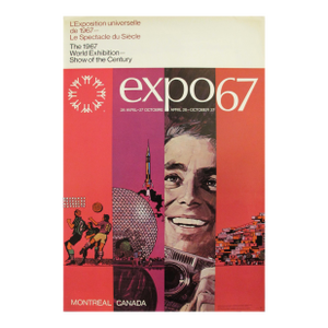 1967 Vintage Montreal Poster, Expo 67 (Pink, Man) William Wright