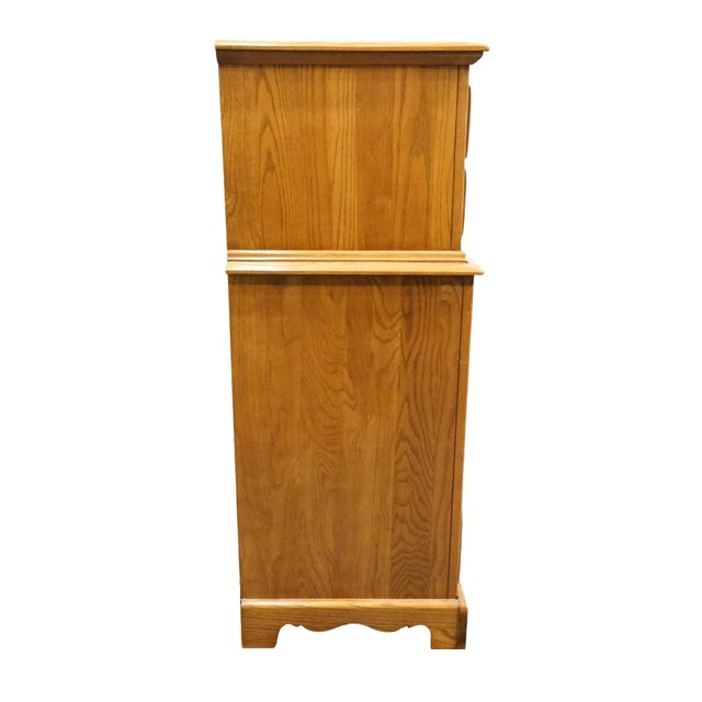 Link Taylor Countryside Collection Solid Oak Early American Rustic 42" Chest on Chest 6606 For Sale - Image 12 of 13