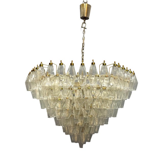 Large Murano Glass Poliedri Chandelier, Italy, 1970s For Sale