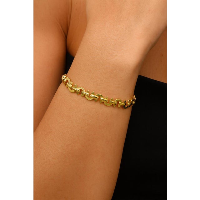 Contemporary Mid 20th Century Chanel 18k Yellow Gold Bracelet Iconic C Logo Links 7" For Sale - Image 3 of 10