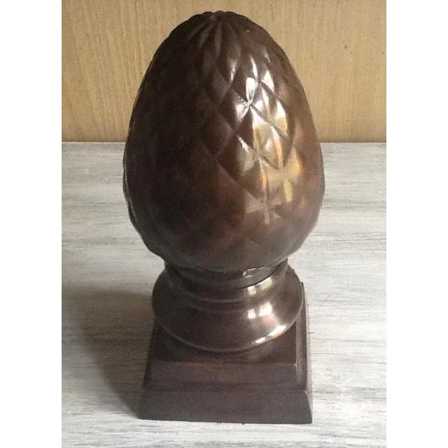 Late 20th Century Brown Metallic Artichoke Finial Bookshelf Sculpture For Sale - Image 5 of 7