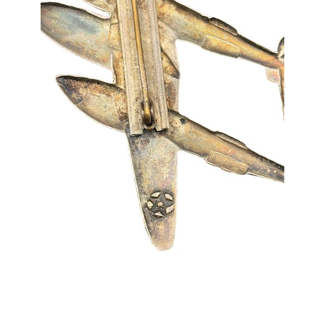Mid-Century Modern Vintage Us Army Air Forces Wwii Sterling Silver P-38 Lightning Airplane Brooch For Sale - Image 3 of 8