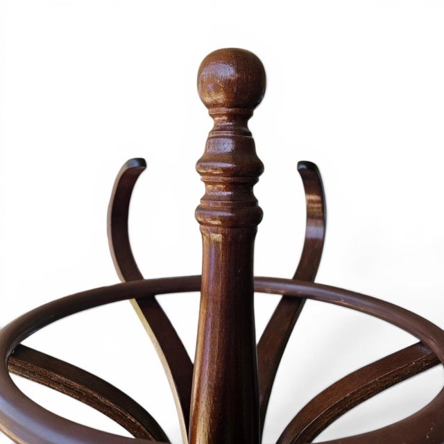 Vintage Bentwood Coat & Hat Rack, Hall Tree Thonet Style With Umbrella Ring For Sale In Dallas - Image 6 of 13