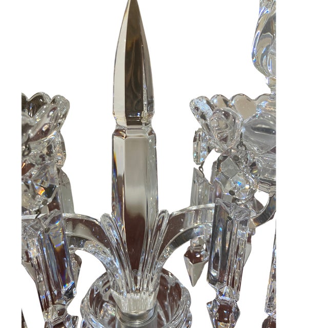 1990s 1990s Baccarat Crystal "Bambous" Pattern 2-Light Candelabra For Sale - Image 5 of 6