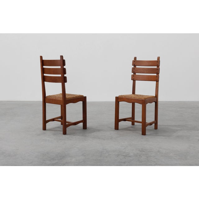 Mid-Century Modern Brutalist Oak and Wicker Chair, 1960 For Sale - Image 9 of 18