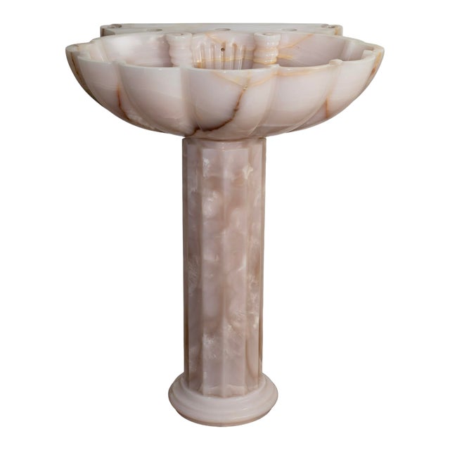 Sherle Wagner Honey Onyx Shell Pedestal Sink For Sale