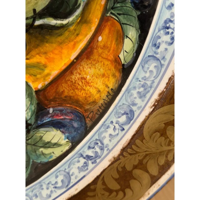 Mid 20th Century Mid 20th Century Large 24" Rare Signed Maiolica Platter Il Poliziano Arts & Crafts Enrico Pratesi For Sale - Image 5 of 7