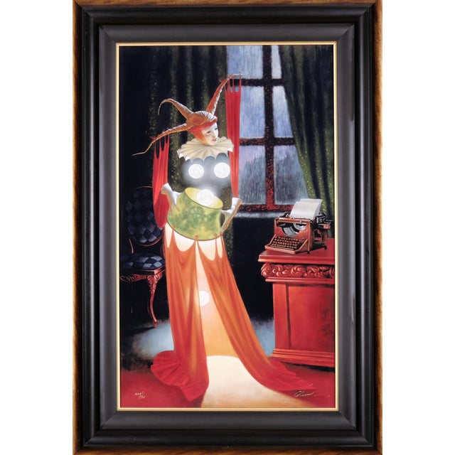 Contemporary 2015 Michael Cheval "Inspiration" Limited Edition 223/450 Framed Crackled Golden Wood Inner Black Wood Frame Filet Color Dye Sublimation on Aluminum For Sale - Image 3 of 9