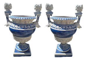 Hand-Painted Italian Garden Urns, 1950s, Set of 2
