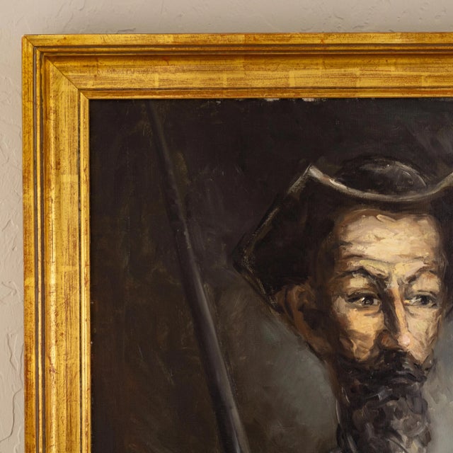 Nocturne E Cobos Don Quixote Portrait Oil Painting | 1962 Framed and Signed For Sale - Image 4 of 13