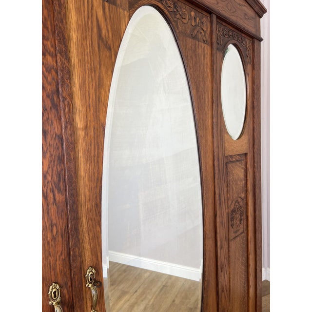 French Wardrobe in Oak with Mirror For Sale - Image 10 of 13