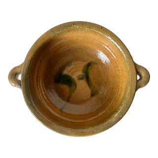 Vintage French Country Terracotta Glazed Bowl For Sale