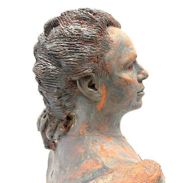 Vintage Signed Original Terra Cotta Bust Sculpture C1991 For Sale In West Palm - Image 6 of 18