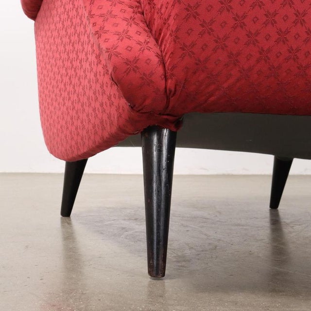 Vintage Italian Lounge Chair in Fabric and Wood, 1950s For Sale - Image 5 of 9