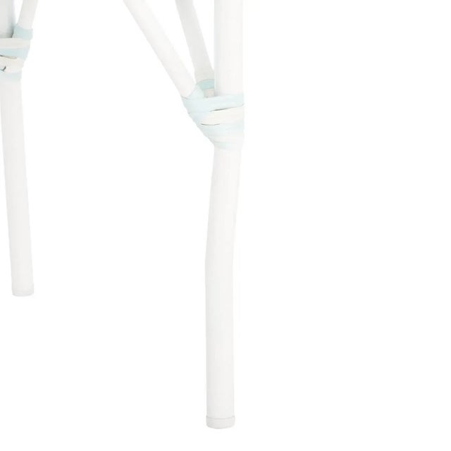 Wood California Armchair, Set of 2 - Baby Blue/White For Sale - Image 7 of 10