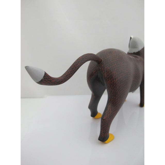 Alebrije Oaxaca Mexico Morales Folk Art Carved Wood Bull Figurine Sculpture For Sale - Image 9 of 11