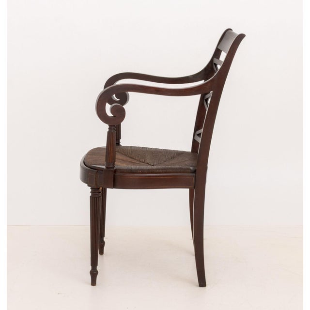 Regency Style Mahogany Arm Chair, With String Inlay to the Scroll Arms For Sale - Image 9 of 10