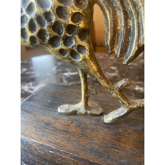 Metal Contemporary Rooster Sculpture in Brass For Sale - Image 7 of 8