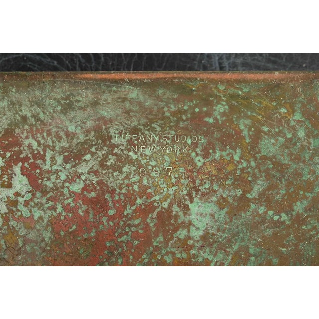 Bronze Tiffany Studios New York Pine Needle Bronze Blotter Corners With Leather Desk Blotter For Sale - Image 8 of 10
