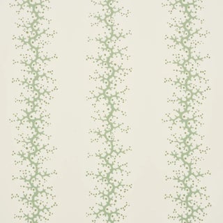 Schumacher Coral Stripe Wallpaper In Green For Sale