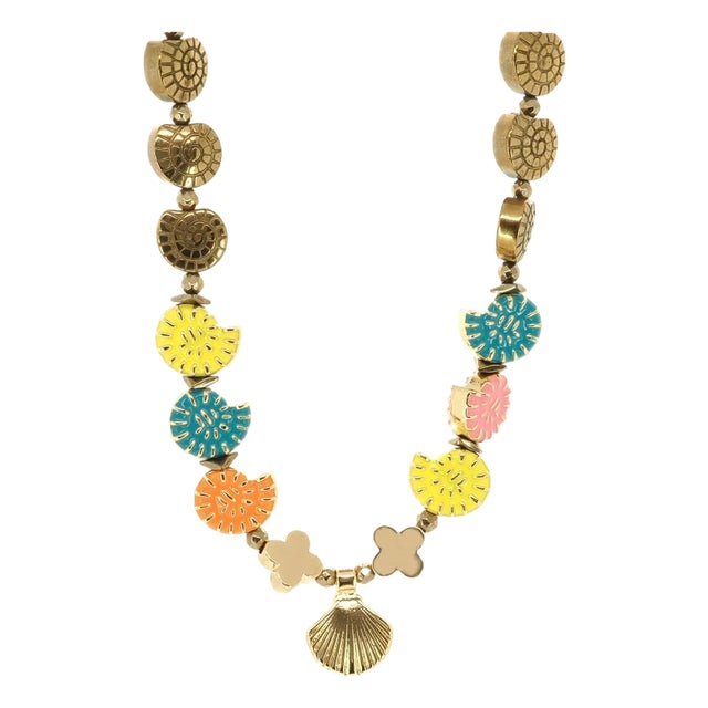 Summer Spirit Shell & Seahorse Charm Choker Happy Necklace For Sale