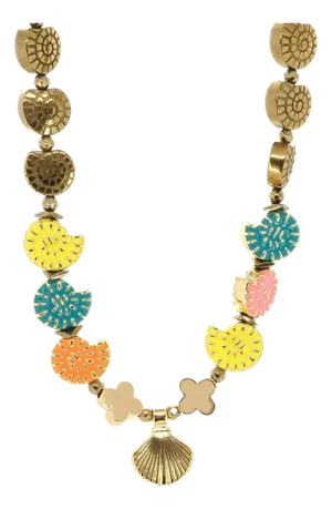 Summer Spirit Shell & Seahorse Charm Choker Happy Necklace