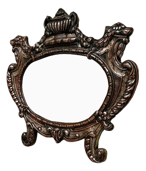Italian Oval Wall Mirror in Silvered Copper, 1890s