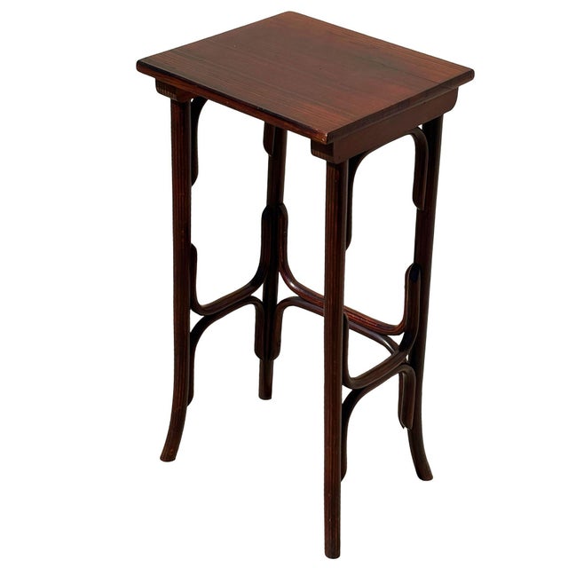Antique Vienna Secession Bent Oak Pedestal Short Side Nesting Table Attributed to Thonet For Sale In Los Angeles - Image 6 of 6