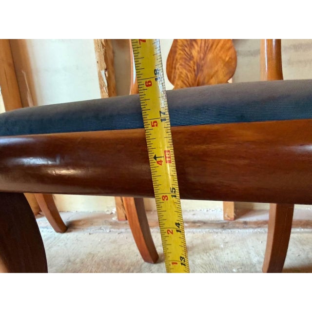 Early 20th Century Set of 6 Crotch Flame Mahogany Empire Style Saber Leg Dining Chairs For Sale - Image 15 of 18