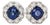 Blue Sapphire Stud Earrings With Natural Diamonds: Solid 14k Gold, Round 4mm, Pair For Sale