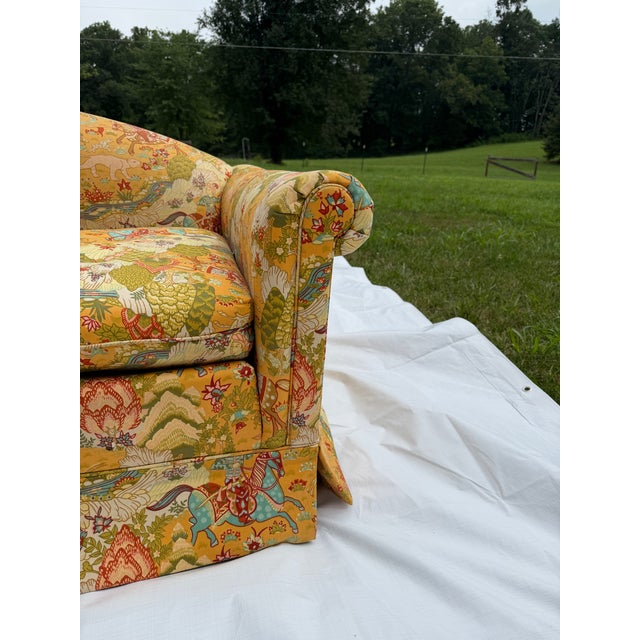 Wood Mid-Century Chinoiserie Loveseat Sofas - A Pair For Sale - Image 7 of 16