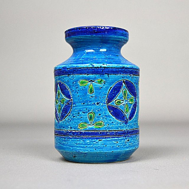 1950s Ceramic Vase in Blue Rimini Liberty by Aldo Londi for Bitossi, 1957s For Sale - Image 5 of 12