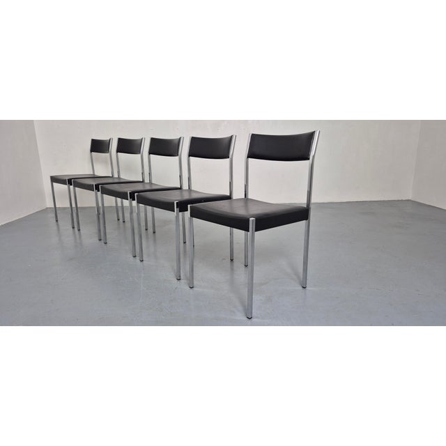 Minimalist Side Chairs by Ernst Lauclair for Girsberger, Switzerland, 1960s, Set of 5 For Sale - Image 6 of 18