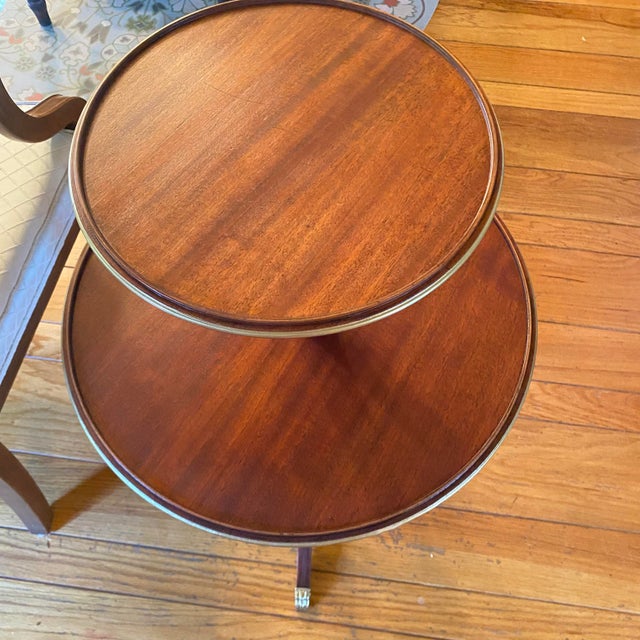 1940s Round Tier Three Leg Regency Salon Table With Gold Claw Feet and Gold Accent For Sale - Image 5 of 18