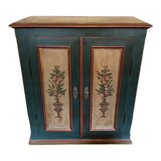 Early 20th Century French Tole Painted Cabinet With Lock For Sale