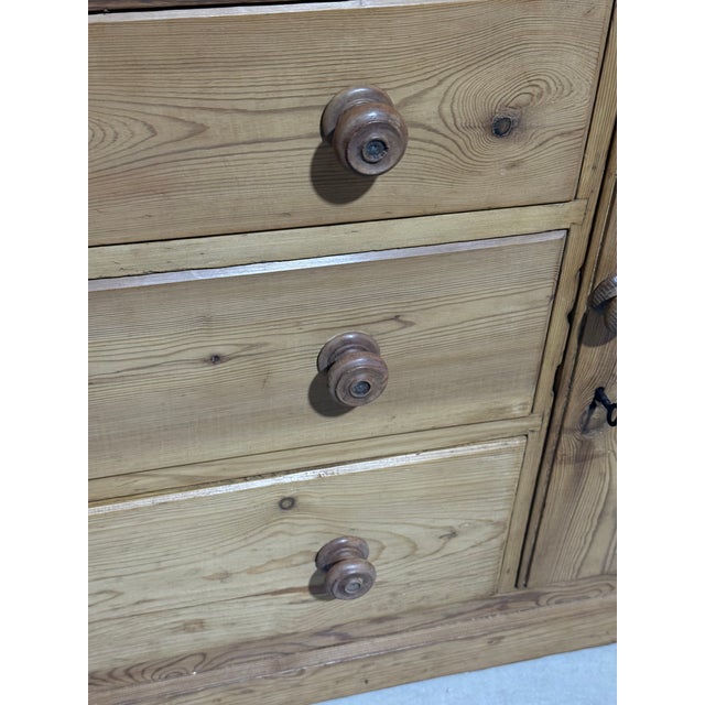 Antique Pine Sideboard With Drawers and Cupboard From England For Sale - Image 10 of 18