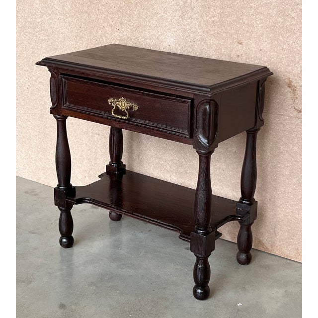Pair of Spanish Nightstands With One Drawer and Low Shelve For Sale - Image 4 of 13