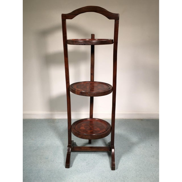 Brown A Vintage Edwardian Inlaid Three-Tired Muffin Stand For Sale - Image 8 of 8