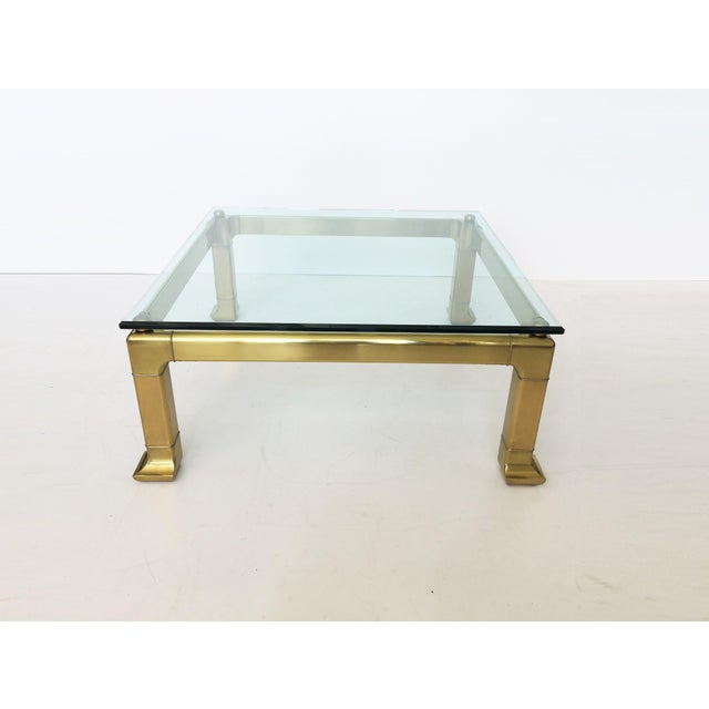 1970s Modern Brass Coffee Table by Mastercraft With Glass Top For Sale - Image 5 of 9