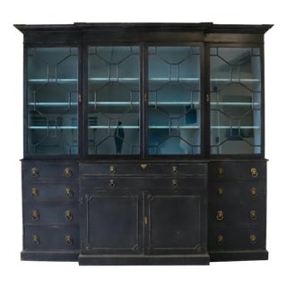 Painted 4-Door Library Bookcase with Secretaire, 1910s For Sale