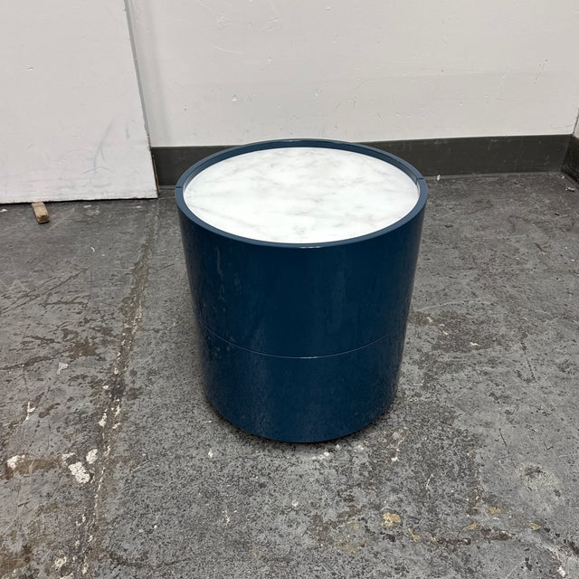 Modern Pianca Dedalo Module Nightstand, Petrol Blue + Calcatta Marble For Sale - Image 3 of 12